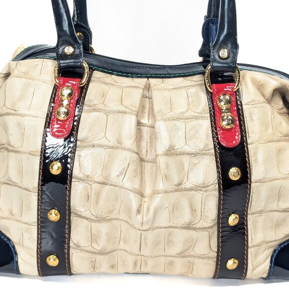 MARINO ORLANDI Cream Croc Embossed Leather Large Bag - Picture 12 of 16